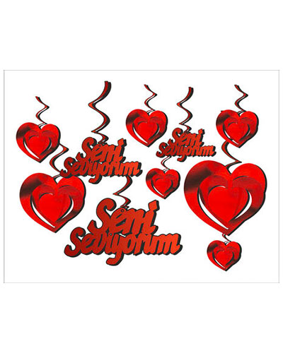 ORTA SÜS 3 BOYUTLU SENİ SEVİYORUM KRMZ PK10 LU SET