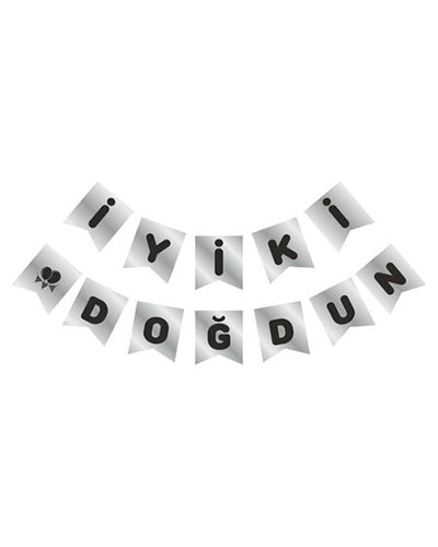 FLAMA İYİKİ DOĞDUN SİYAH YAZILI VARAK GÜMÜŞ P1-300