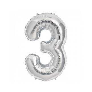 FOLYO BALON RAKAM 3 GÜMÜŞ 16 INC(40CM) PK:1 KL:500